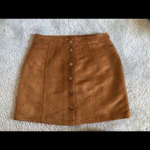 A-line faux suede mini skirt